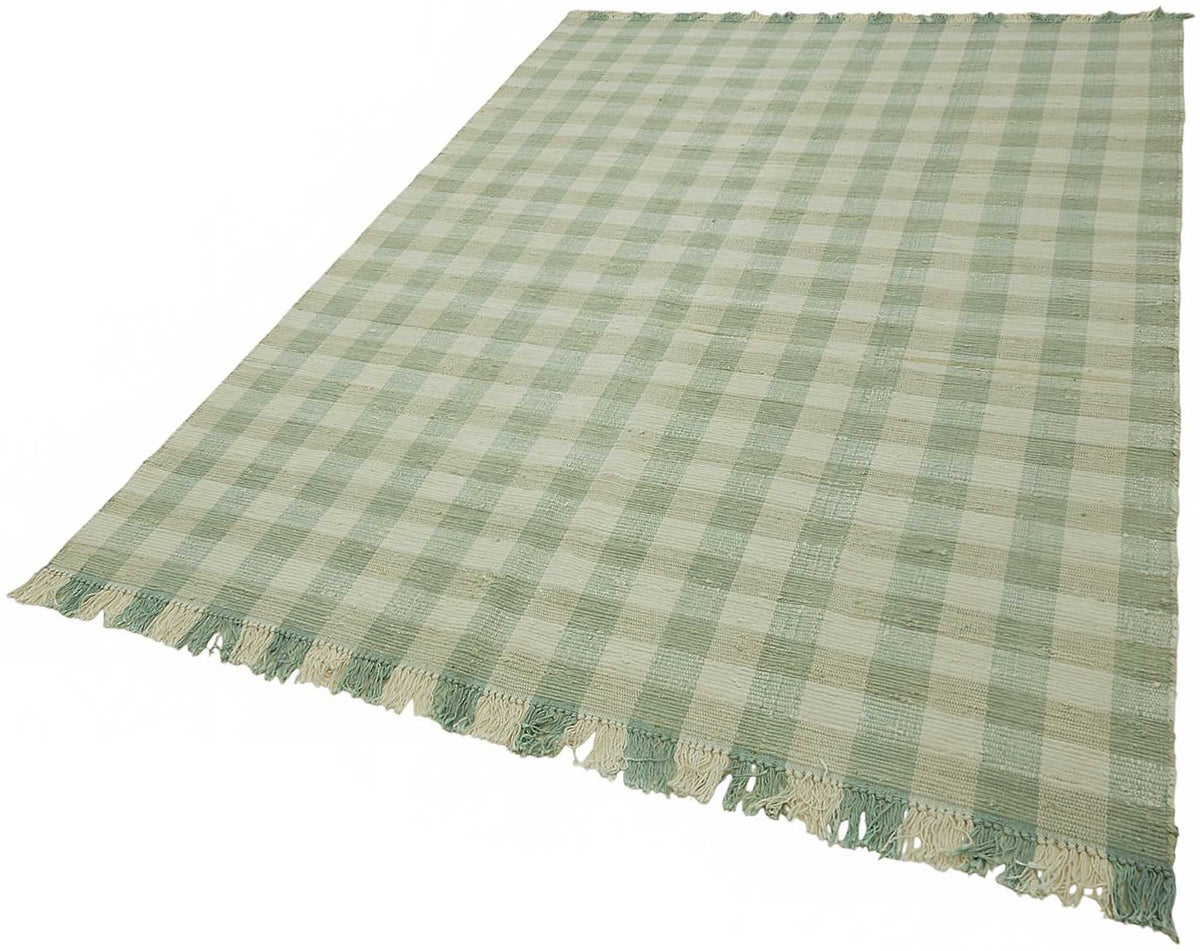 Gozvan Dokuma Modern Halı, Adaçayı Yeşili Geometrik Desenli 180x256 cm – doku yakın çekim