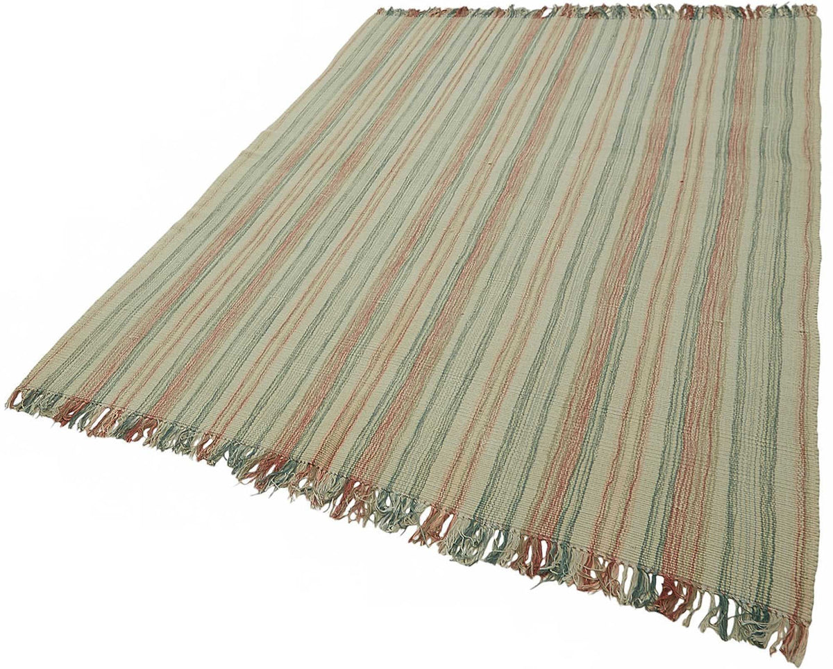Gozvan Yeşil Bej Halı, Modern Çizgili El Dokuma 180x230 cm 48539 – doku yakın çekim
