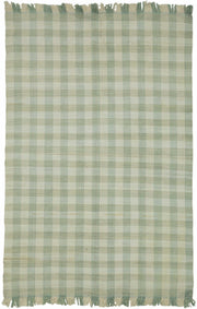 Gozvan Yeşil Bej Geometrik Desenli Modern El Dokuma Halı 178x266 cm