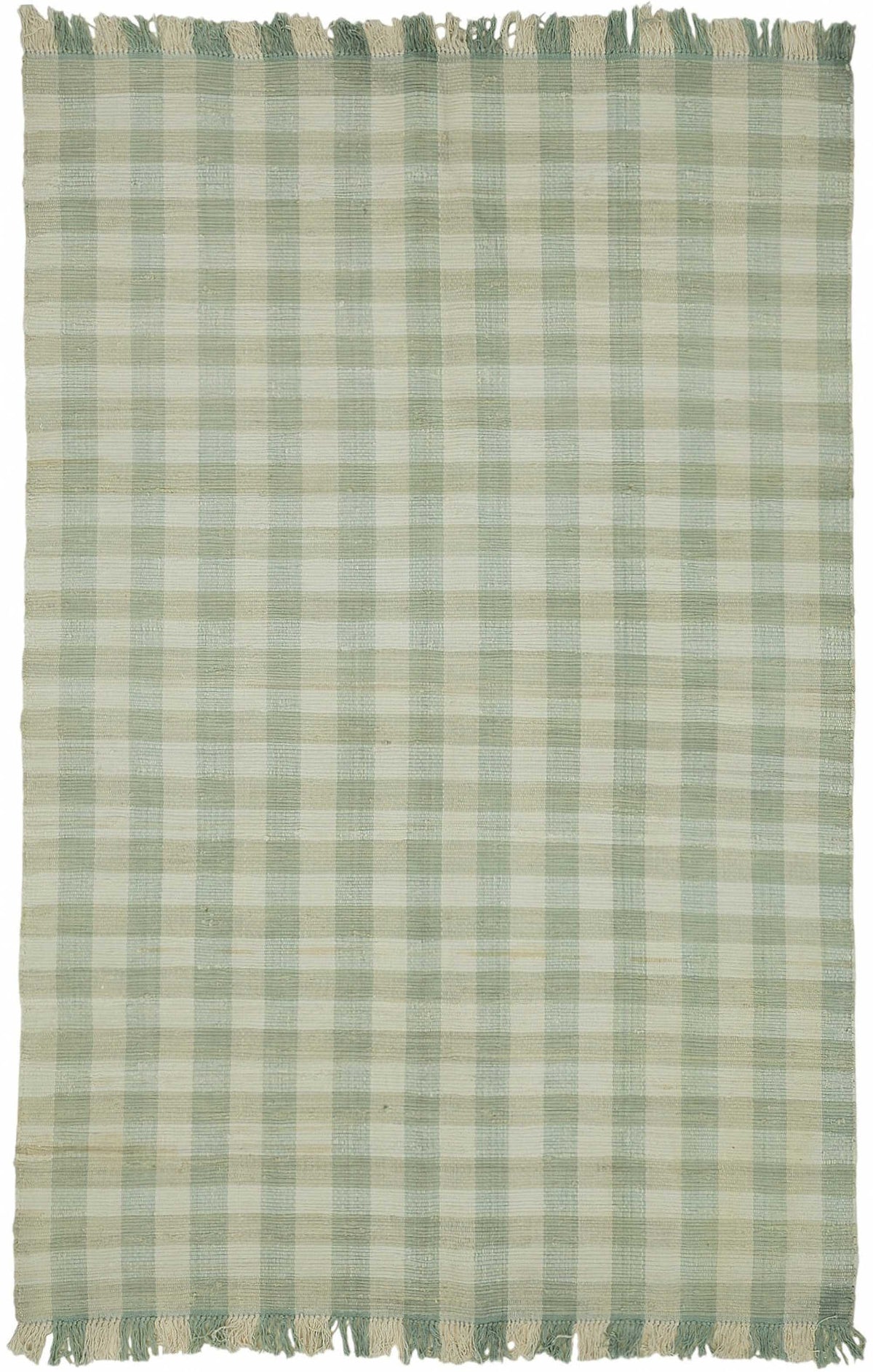 Gozvan Yeşil Bej Geometrik Desenli Modern El Dokuma Halı 178x266 cm