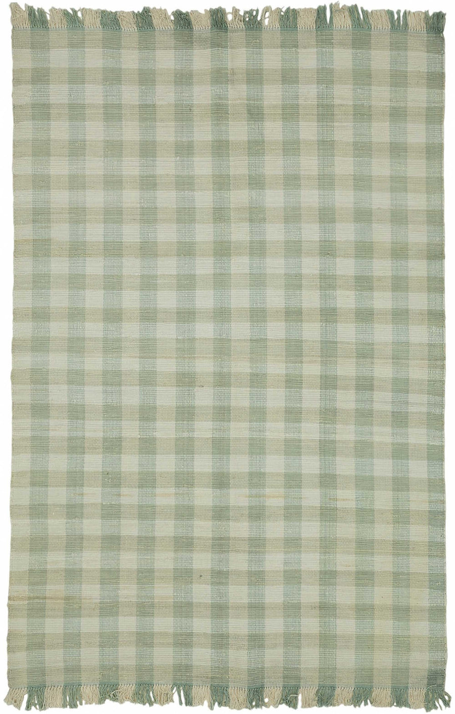 Gozvan Yeşil Bej Geometrik Desenli Modern El Dokuma Halı 178x266 cm