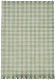 Gozvan Yeşil Krem Geometrik Desenli Yün Pamuk El Dokuma Halı 180x258 cm