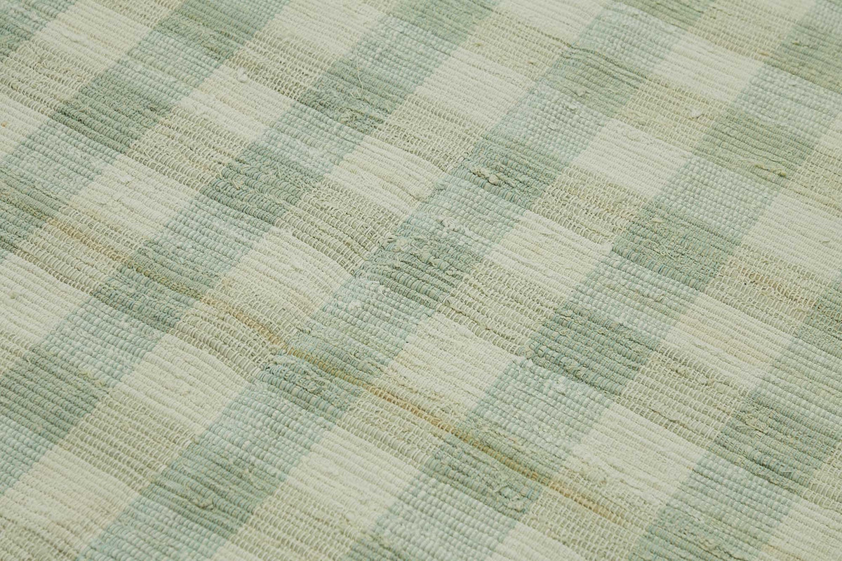 Gozvan Yeşil Krem Geometrik Desenli Yün Pamuk El Dokuma Halı 180x258 cm – mekânda kullanım