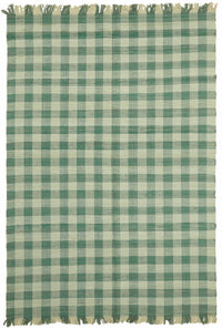 Gozvan Yeşil Geometrik Desenli Yün El Dokuma Halı 184x270 cm
