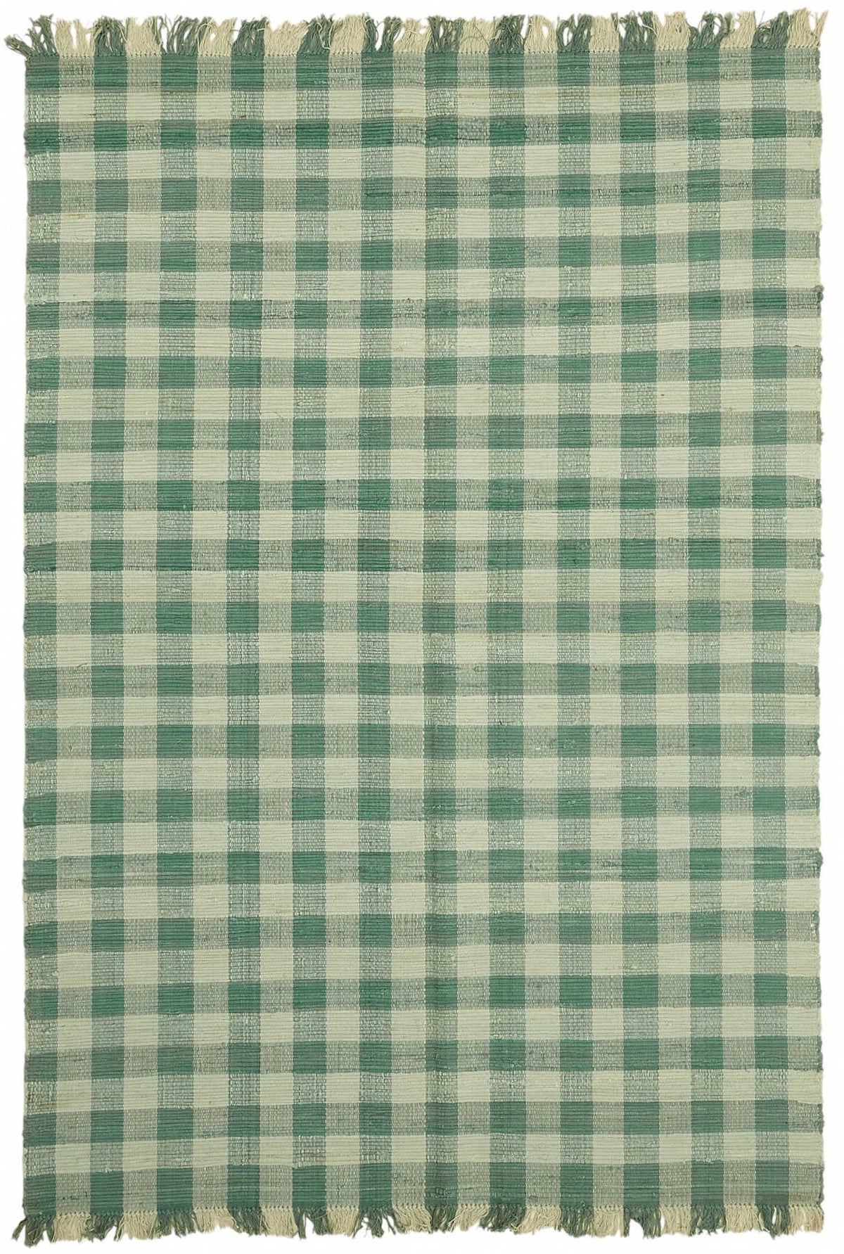 Gozvan Yeşil Geometrik Desenli Yün El Dokuma Halı 184x270 cm