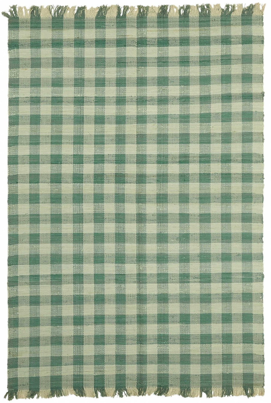 Gozvan Yeşil Geometrik Desenli Yün El Dokuma Halı 184x270 cm
