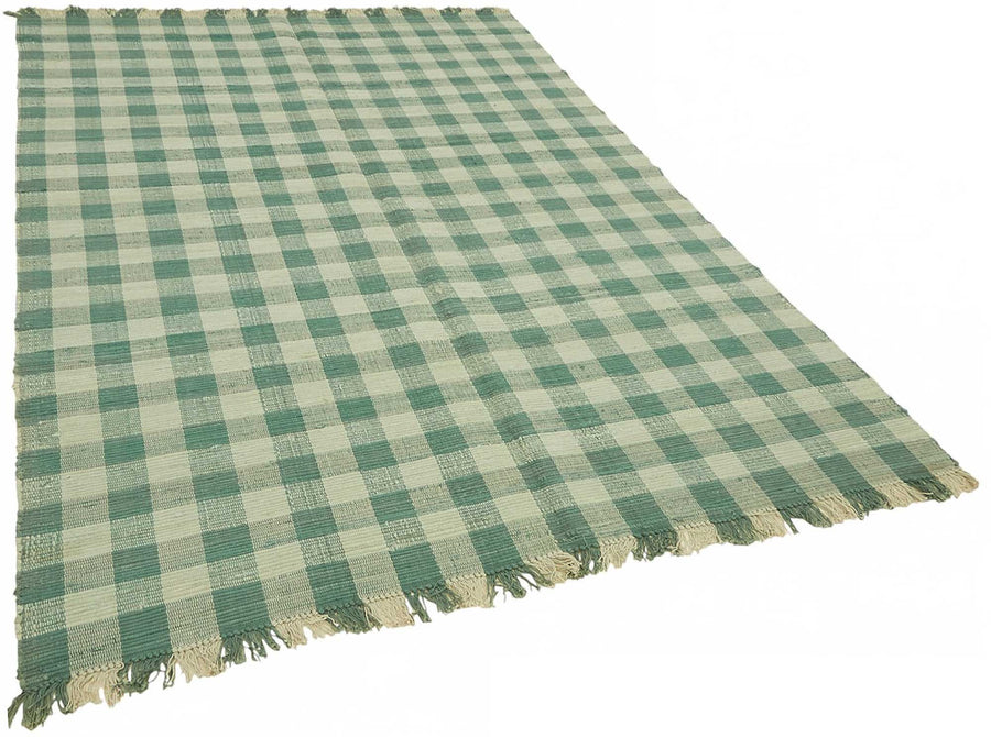 Gozvan Yeşil Geometrik Desenli Yün El Dokuma Halı 184x270 cm – genel görünüm