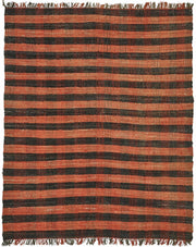 Gozvan El Dokuma Kırmızı ve Siyah Çizgili Halı 191x233 cm 48551