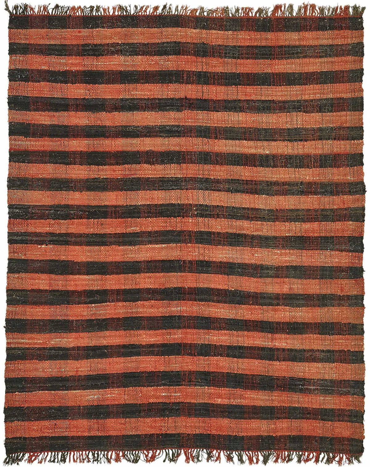 Gozvan El Dokuma Kırmızı ve Siyah Çizgili Halı 191x233 cm 48551