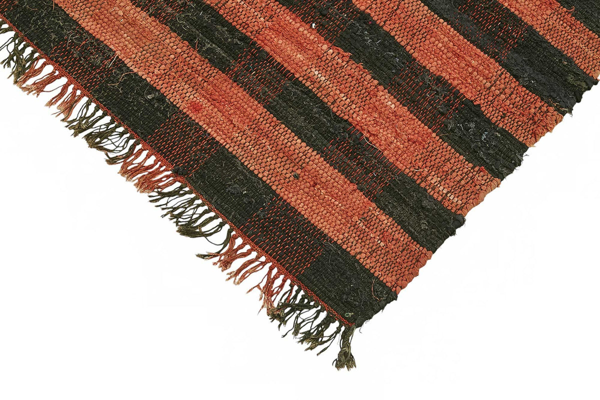 Gozvan El Dokuma Kırmızı ve Siyah Çizgili Halı 191x233 cm 48551 – detay görünümü