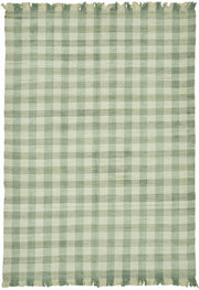 Gozvan Yeşil Beyaz Geometrik Desenli Modern El Dokuma Halı 180x256 cm