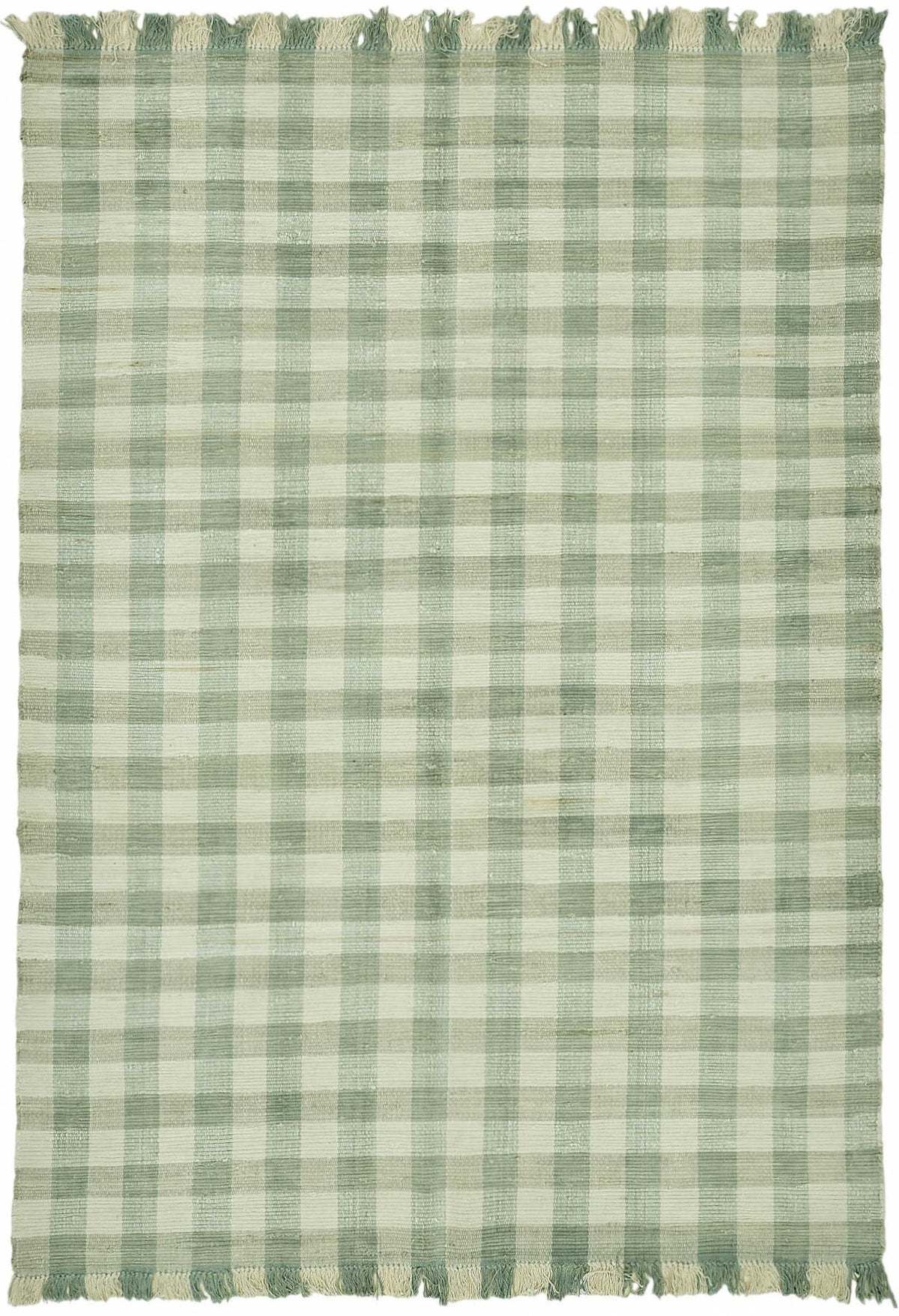 Gozvan Yeşil Beyaz Geometrik Desenli Modern El Dokuma Halı 180x256 cm