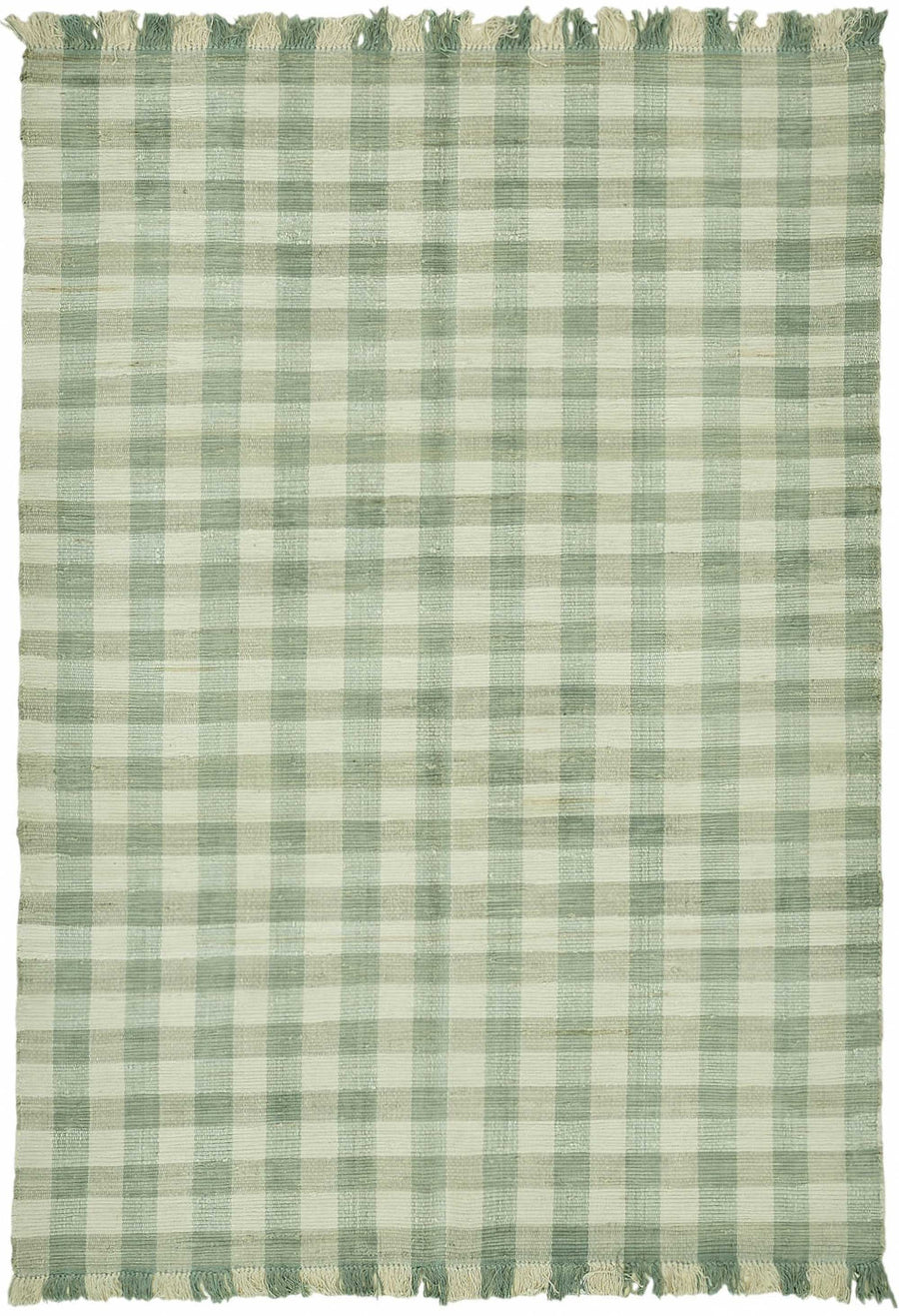 Gozvan Yeşil Beyaz Geometrik Desenli Modern El Dokuma Halı 180x256 cm