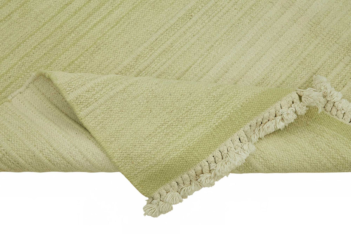 Gozvan Vintage Yeşil ve Bej Çizgili El Dokuma Halı 190x270 cm 48554 – kenar detayı
