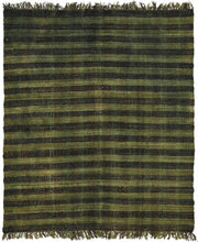 Gozvan Yeşil Siyah Çizgili Modern El Dokuma Halı 204x232 cm