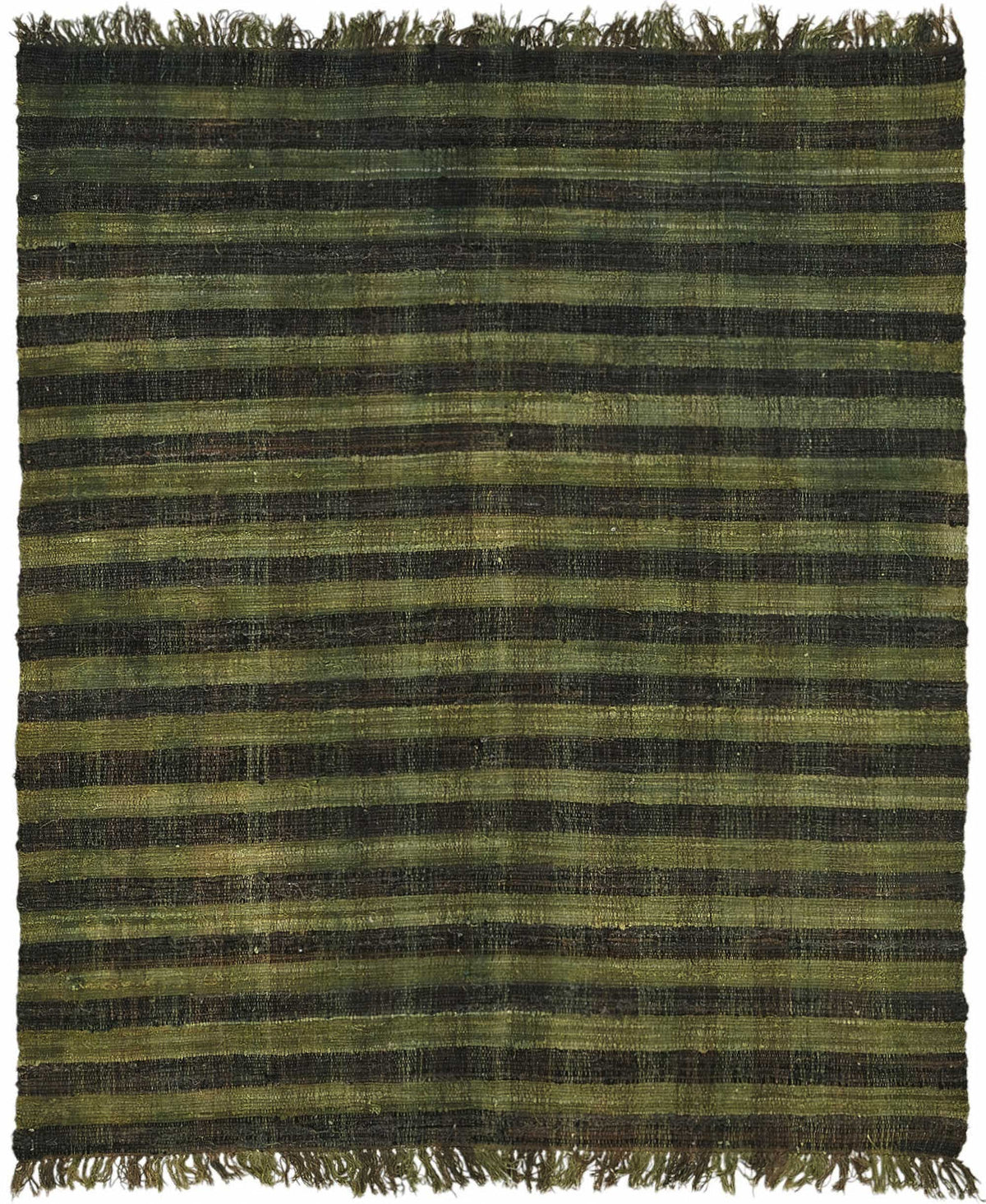 Gozvan Yeşil Siyah Çizgili Modern El Dokuma Halı 204x232 cm
