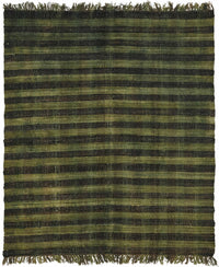 Gozvan Yeşil Siyah Çizgili Modern El Dokuma Halı 204x232 cm