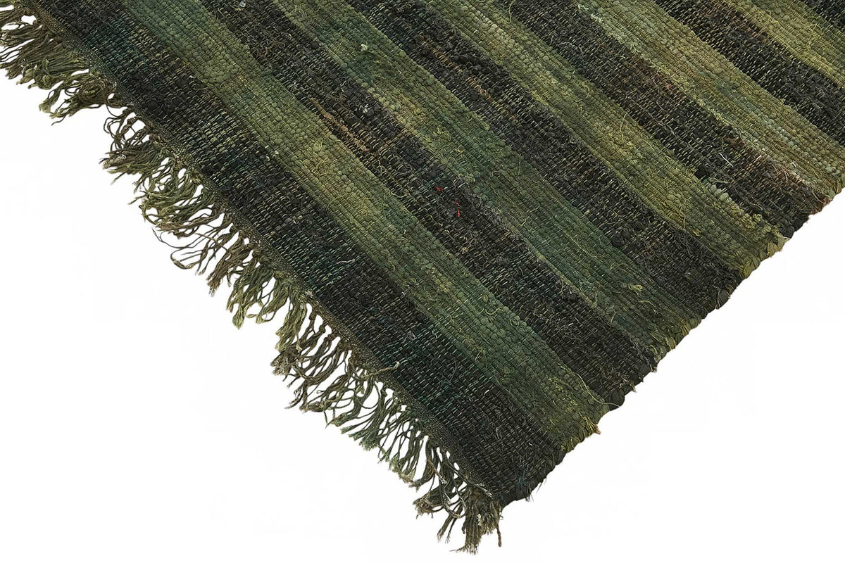 Gozvan Yeşil Siyah Çizgili Modern El Dokuma Halı 204x232 cm – detay görünümü