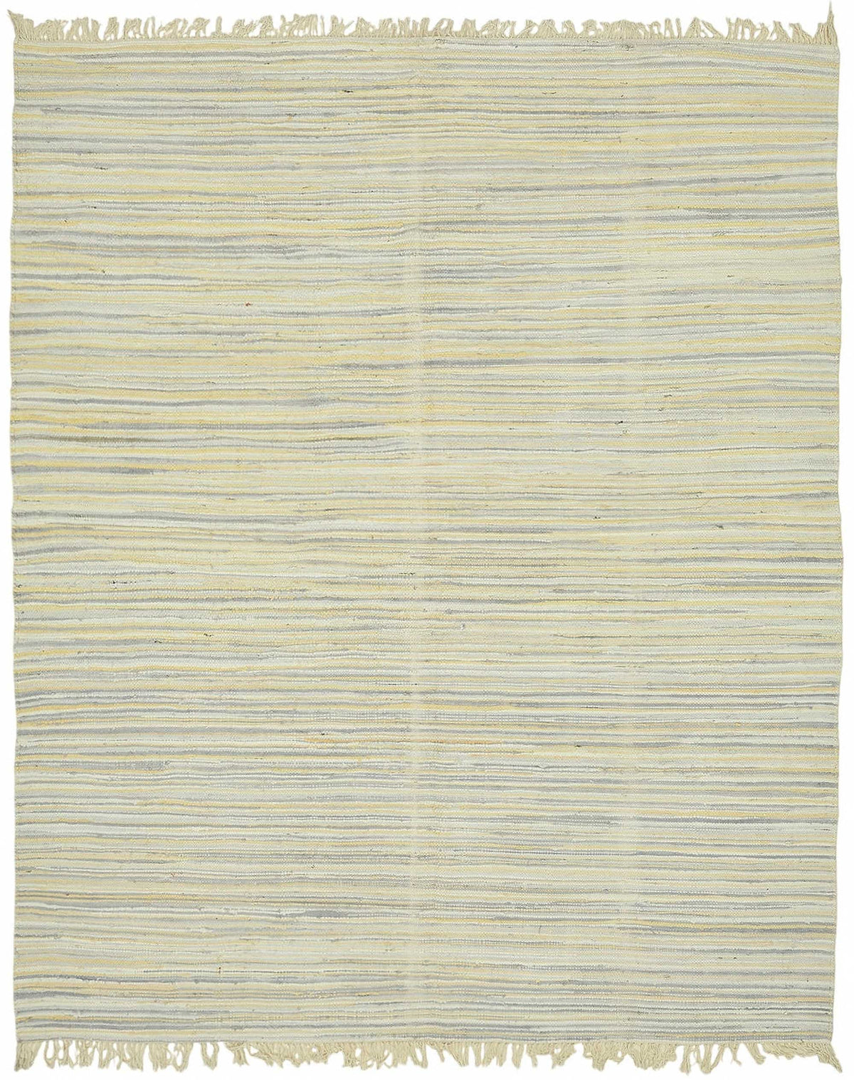 Gozvan Bej Gri Çizgili Modern Yün El Dokuma Halı 245x290 cm