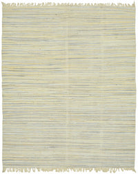 Gozvan Bej Gri Çizgili Modern Yün El Dokuma Halı 245x290 cm