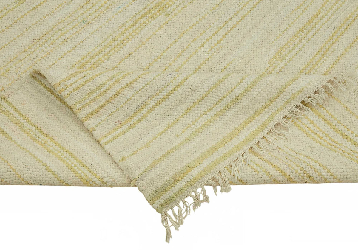 Gozvan Vintage Bej Sarı Çizgili Modern Halı 234x297 cm 48559 – kenar detayı