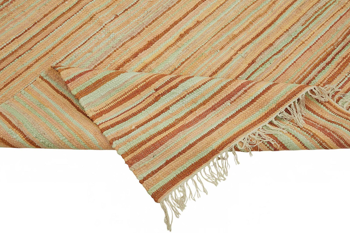 Gozvan El Dokuma Turuncu Bej Çizgili Modern Halı 245x298 cm 48561 – kenar detayı