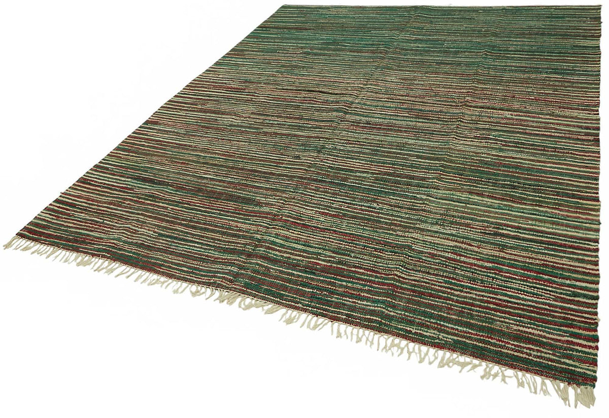 Gozvan Dokuma Modern Çizgili Yeşil Kahverengi Halı 242x305 cm 48562 – doku yakın çekim