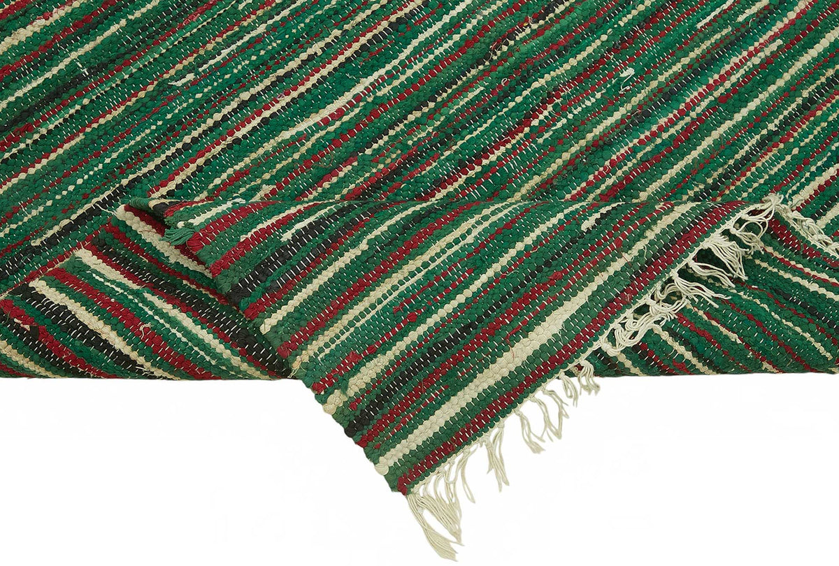 Gozvan Dokuma Modern Çizgili Yeşil Kahverengi Halı 242x305 cm 48562 – kenar detayı