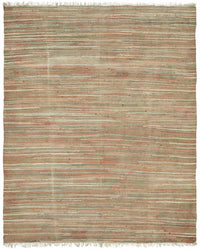 Gozvan Vintage Bej Çizgili Dokuma Modern Halı 240x297 cm 48565