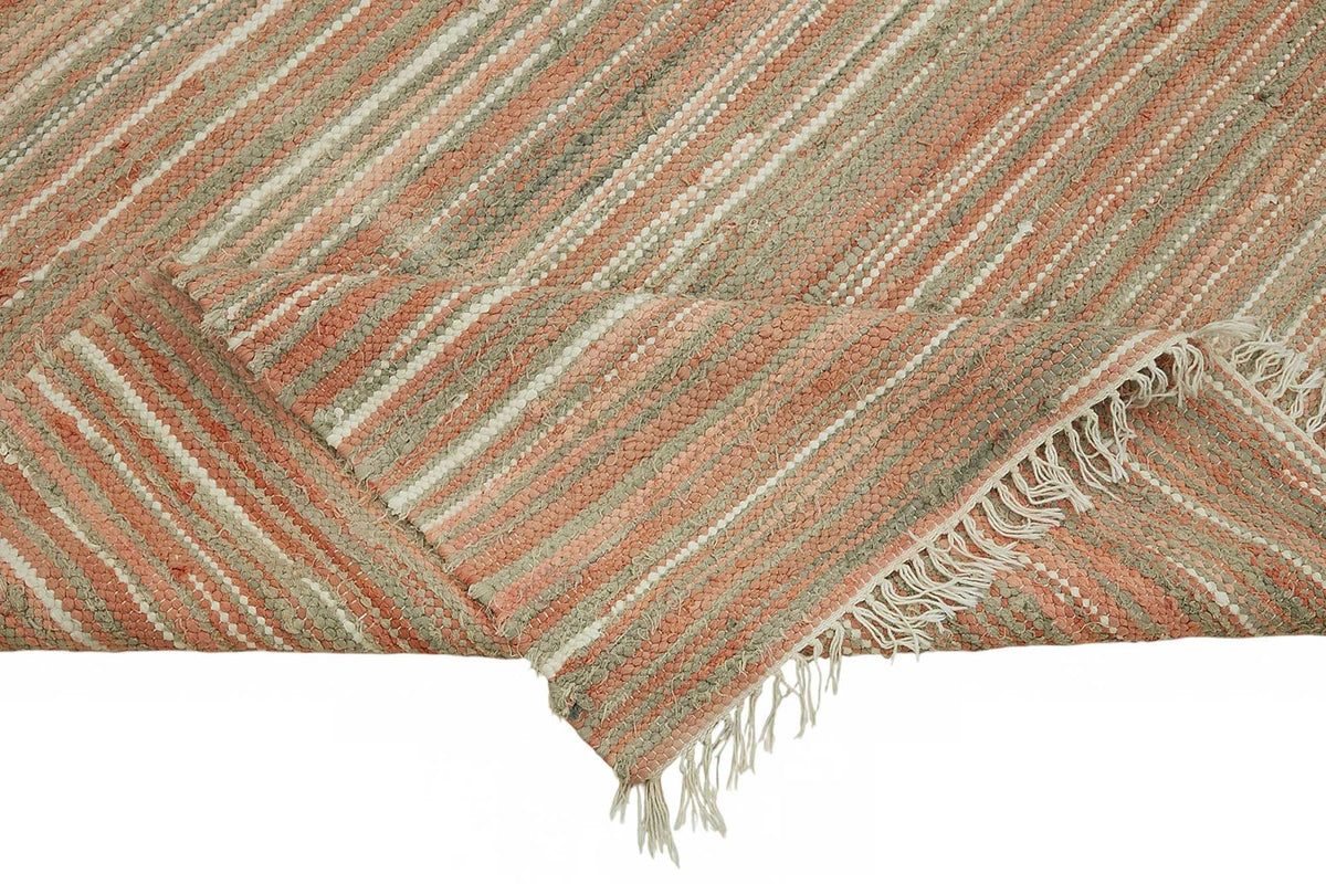 Gozvan Vintage Bej Çizgili Dokuma Modern Halı 240x297 cm 48565 – kenar detayı