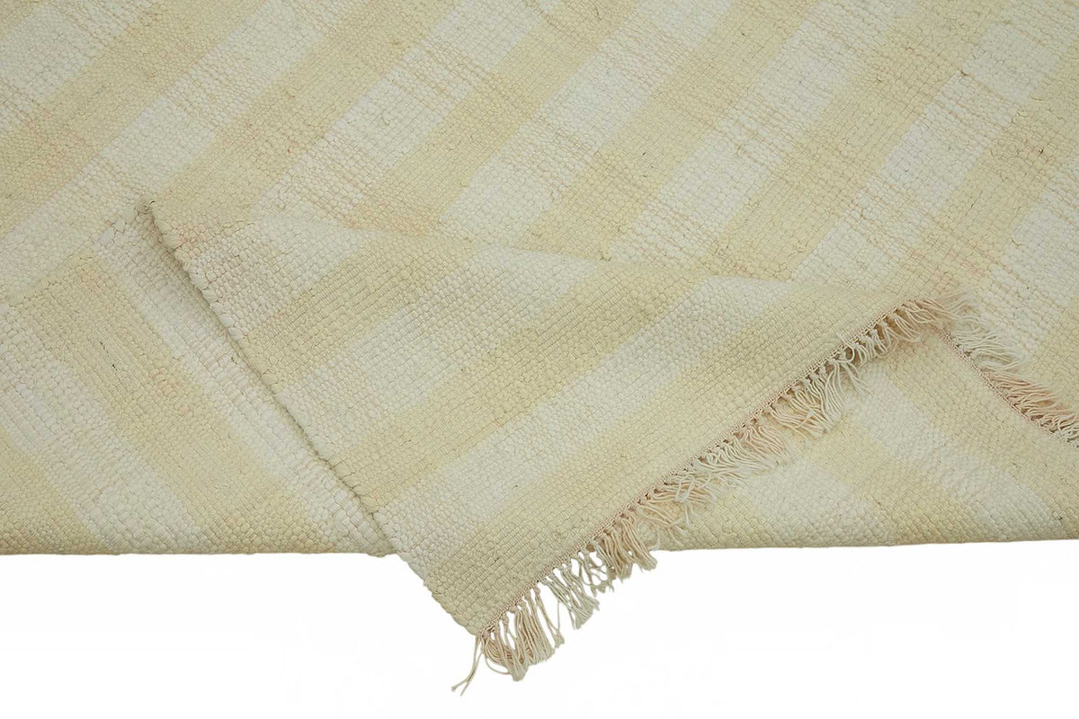 Gozvan Bej Krem Çizgili Modern El Dokuma Halı 264x287 cm – kenar detayı