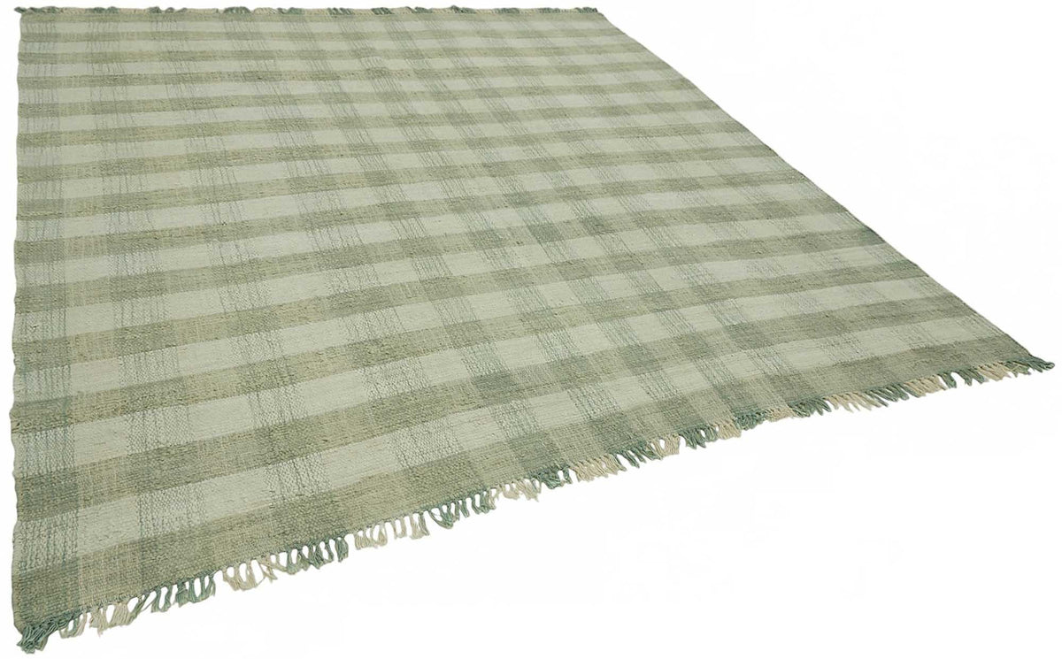 Gozvan Adaçayı Yeşil Geometrik Yün El Dokuma Halı 262x263 cm – genel görünüm