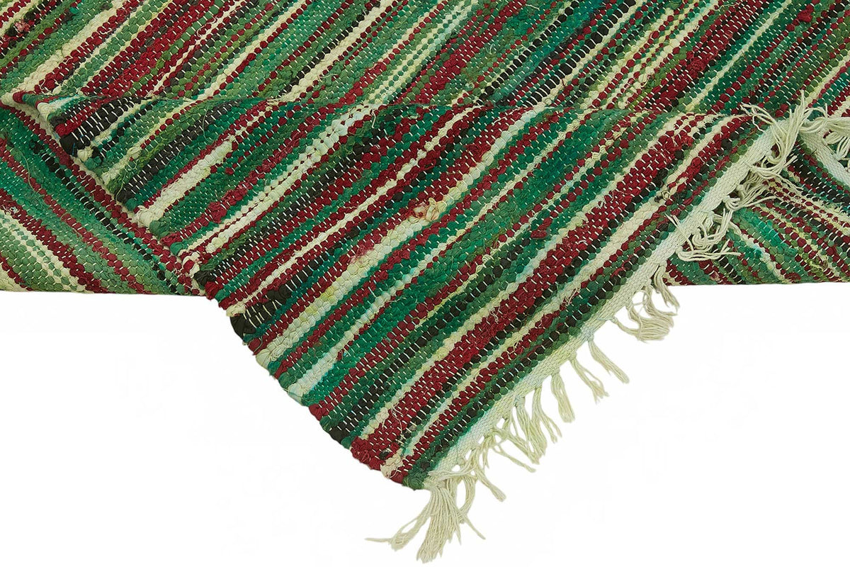 Gozvan Çizgili Çok Renkli El Dokuma Vintage Halı 238x294 cm – kenar detayı