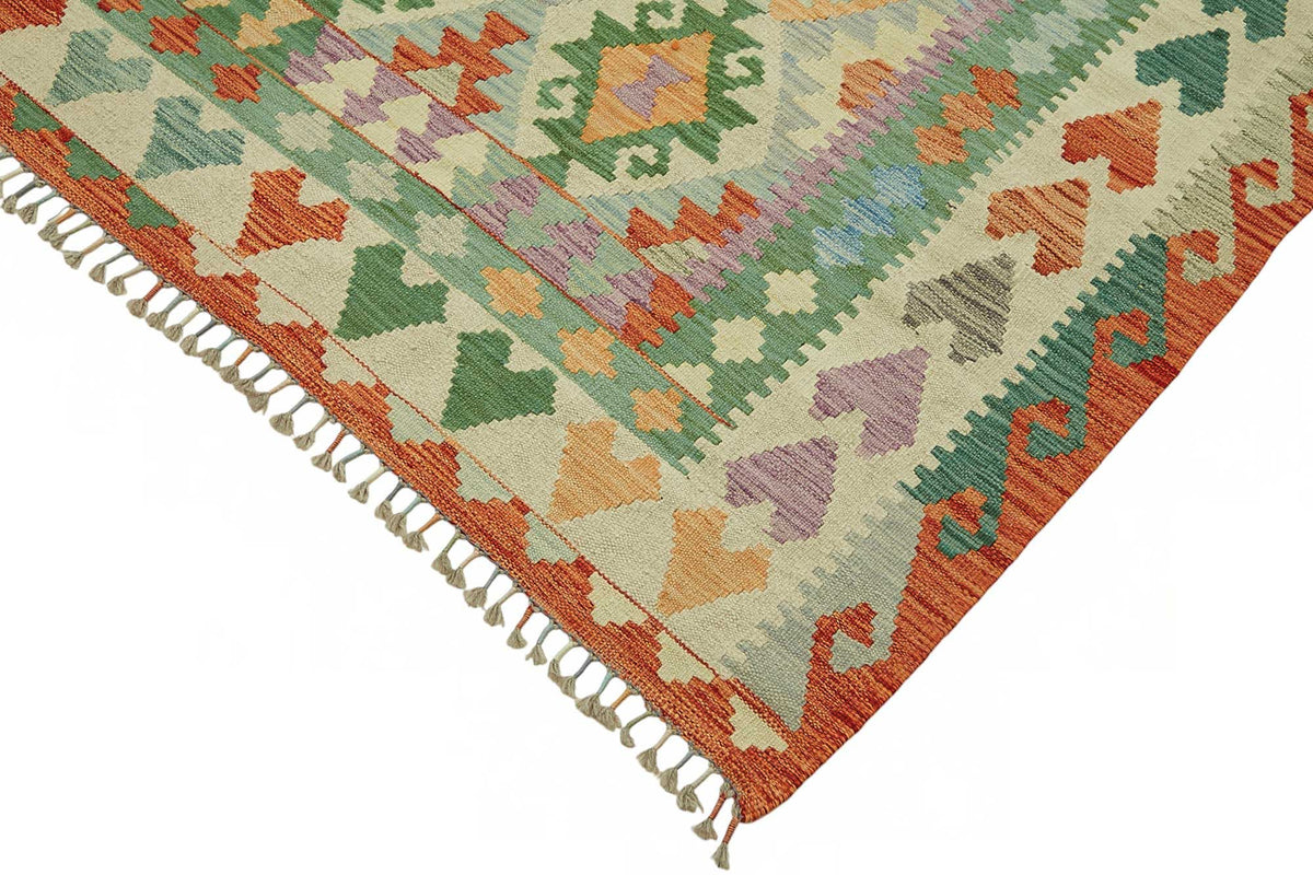 Velmo Krem Zeminli Çok Renkli Geometrik El Dokuma Halı 248x296 cm – detay görünümü