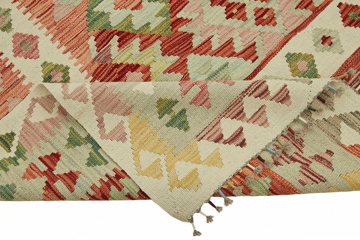 Velmo Vintage Söküntü Çok Renkli Geometrik El Dokuma Halı 248x333 cm 48819 – kenar detayı