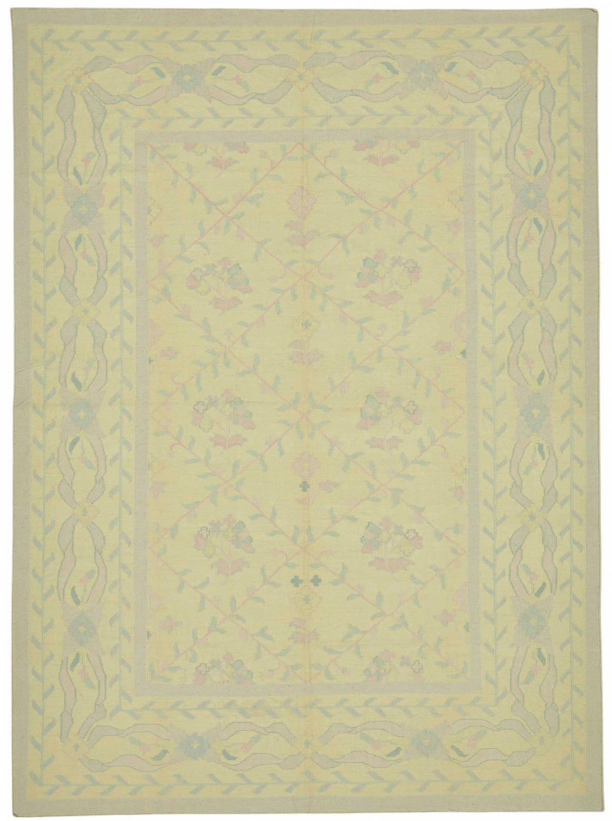 Krovix Krem Bej Çiçekli El Dokuma Kilim 260x358 cm