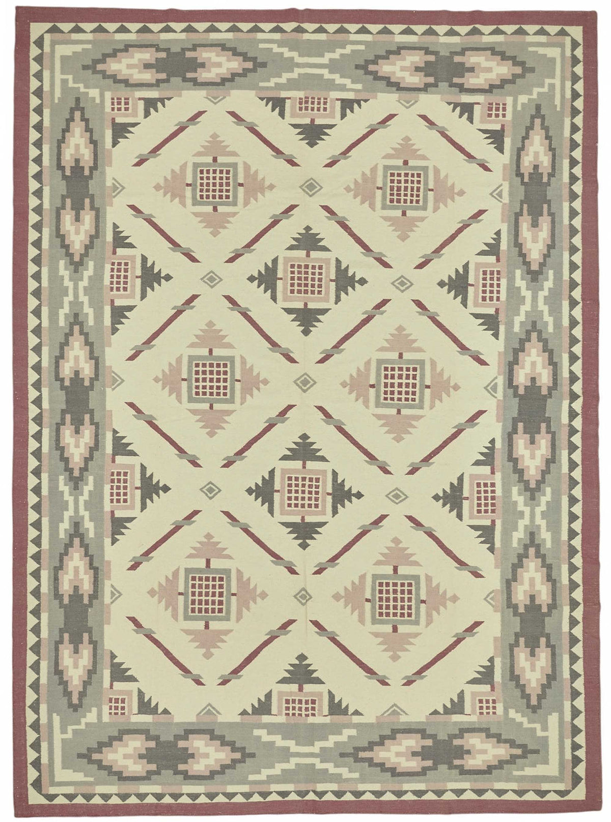 Krovix Scandinavian Krem Etnik Desenli Kilim 293x406 cm 48876