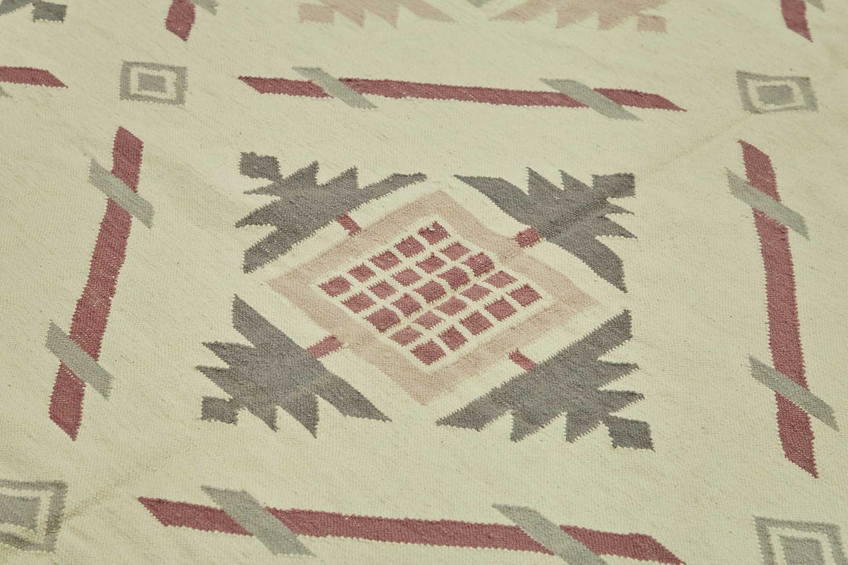 Krovix Scandinavian Krem Etnik Desenli Kilim 293x406 cm 48876 – mekânda kullanım