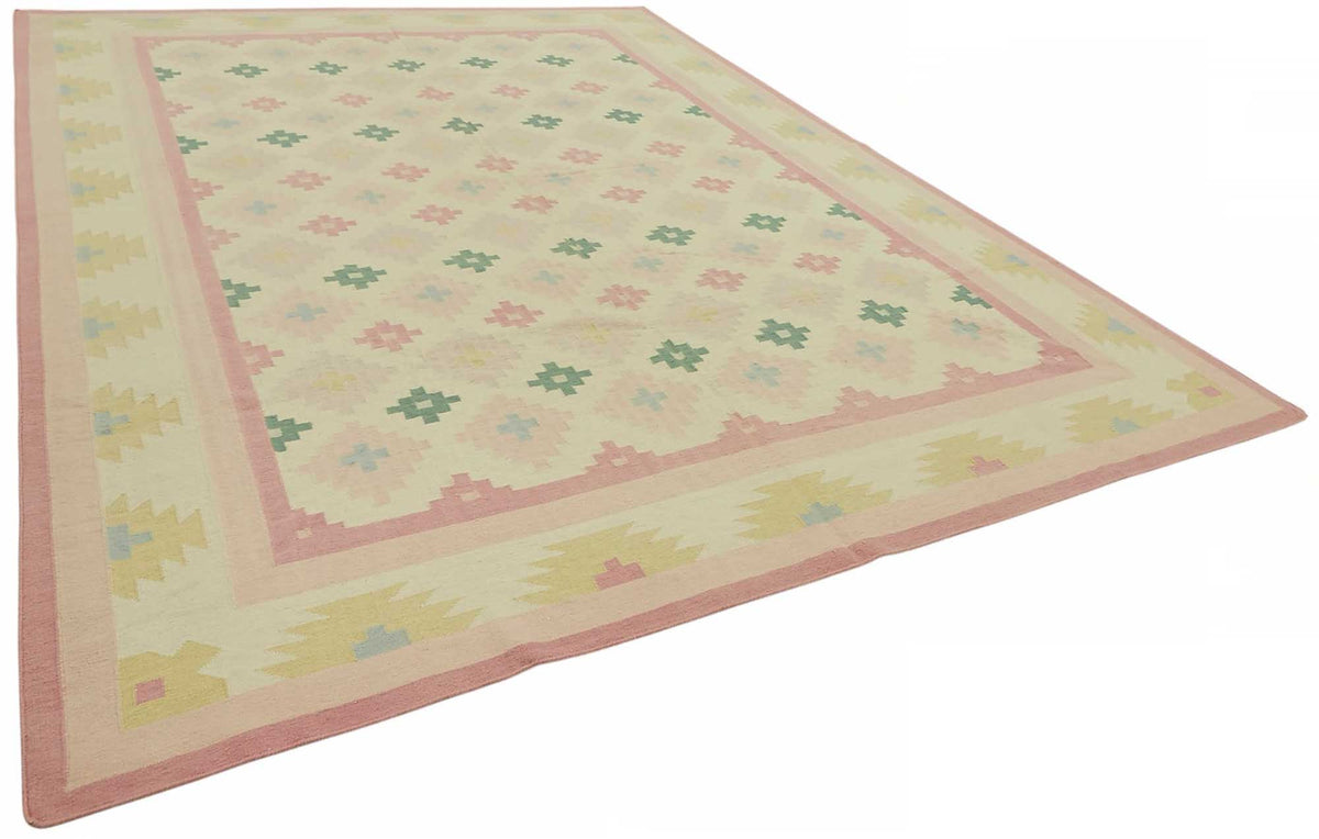 Krovix Etnik Desenli Geometrik Kilim Krem Renkli 295x415 cm – genel görünüm