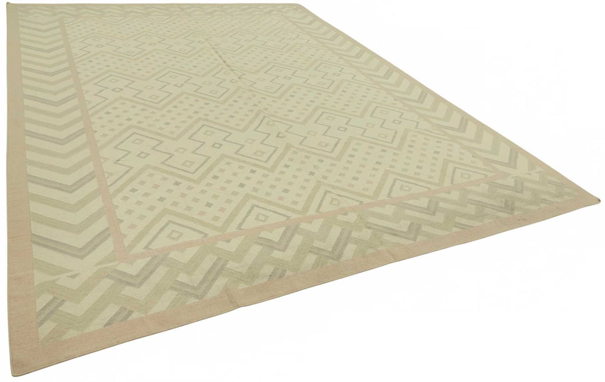 Krovix Vintage Bej ve Gri Geometrik Desenli Kilim 308x410 cm 48892 – genel görünüm