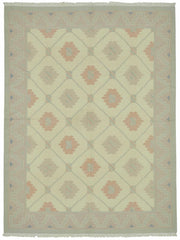 Krovix Geometrik Kilim Bej ve Açık Gri El Dokuma 271x361 cm 48893