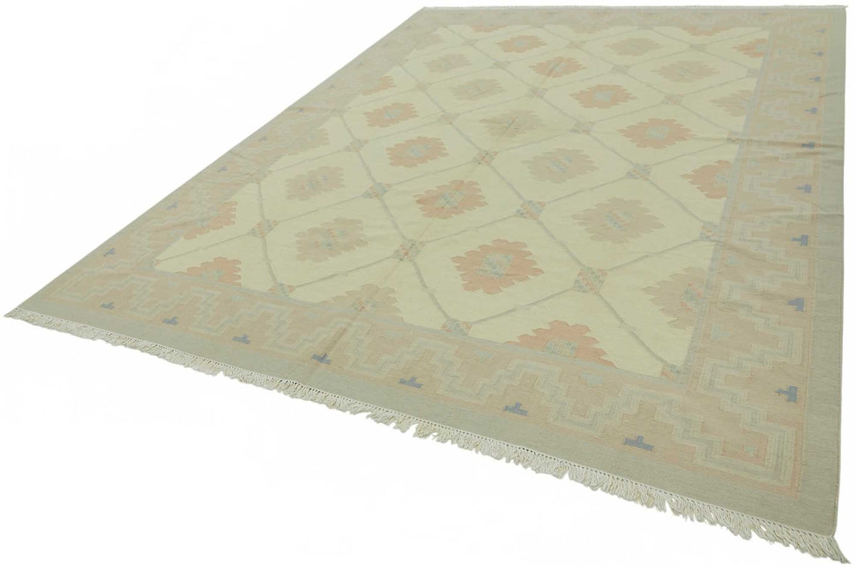 Krovix Geometrik Kilim Bej ve Açık Gri El Dokuma 271x361 cm 48893 – doku yakın çekim