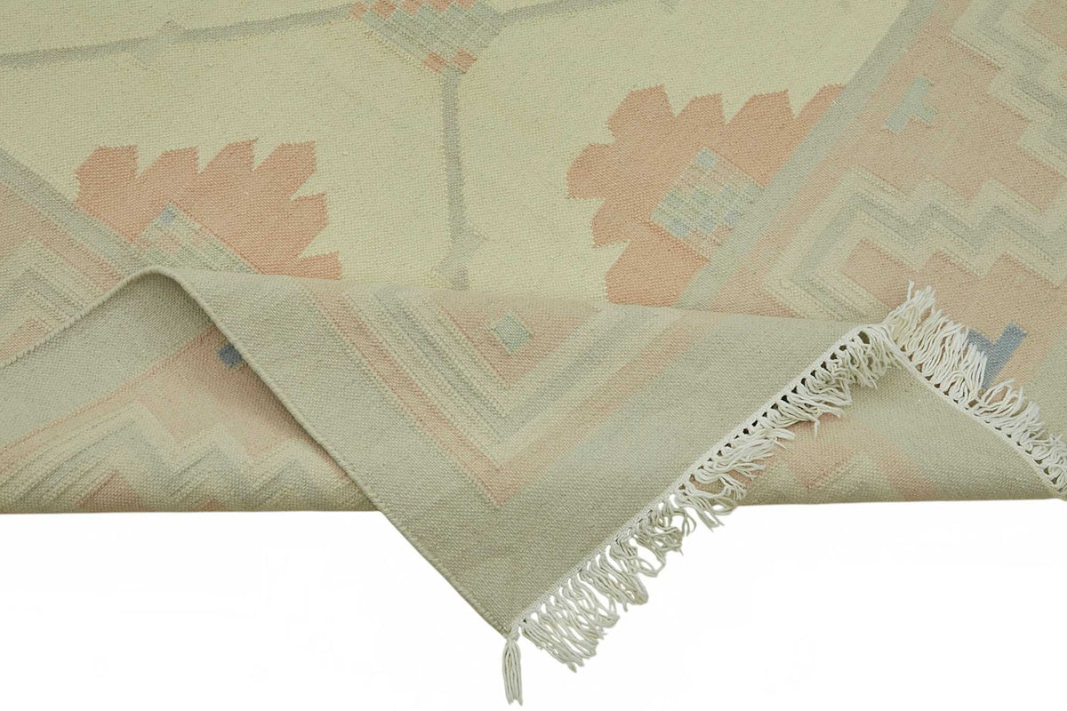 Krovix Geometrik Kilim Bej ve Açık Gri El Dokuma 271x361 cm 48893 – kenar detayı