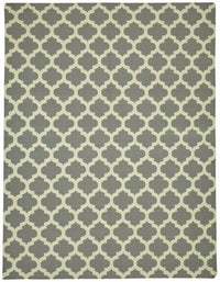 Krovix Gri ve Ekru Geometrik Desenli Yün Pamuk Modern Kilim 271x360 cm