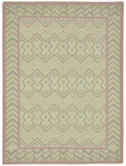 Krovix Geometrik Desenli Bej ve Gümüş Tonlu El Dokuma Kilim 300x410 cm