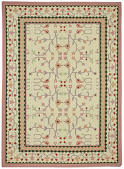 Krovix Krem Pembe Geometrik Desenli Modern Yün El Dokuma Kilim 305x427 cm