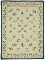 Krovix Çiçek Desenli Modern Kilim Krem ve Lacivert Tonlarda 302x412 cm