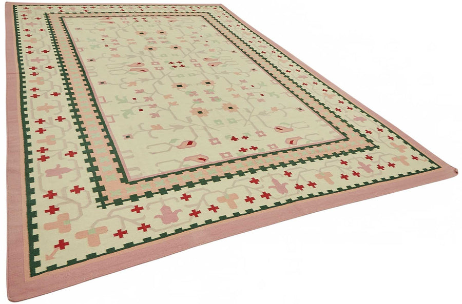 Krovix Geometrik Desenli Kırmızı ve Koyu Yeşil Modern Kilim 290x418 cm – genel görünüm
