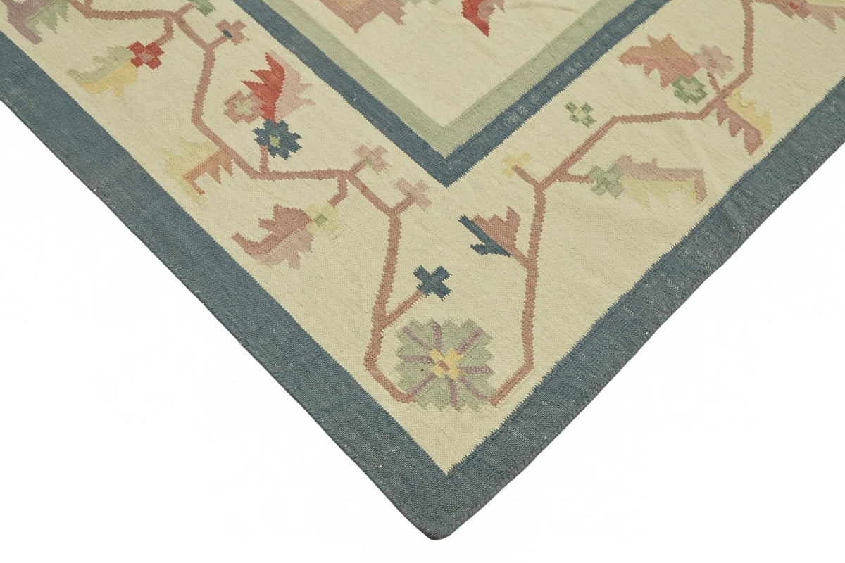 Krovix Krem Gri Geometrik El Dokuma Etnik Kilim 271x358 cm – detay görünümü