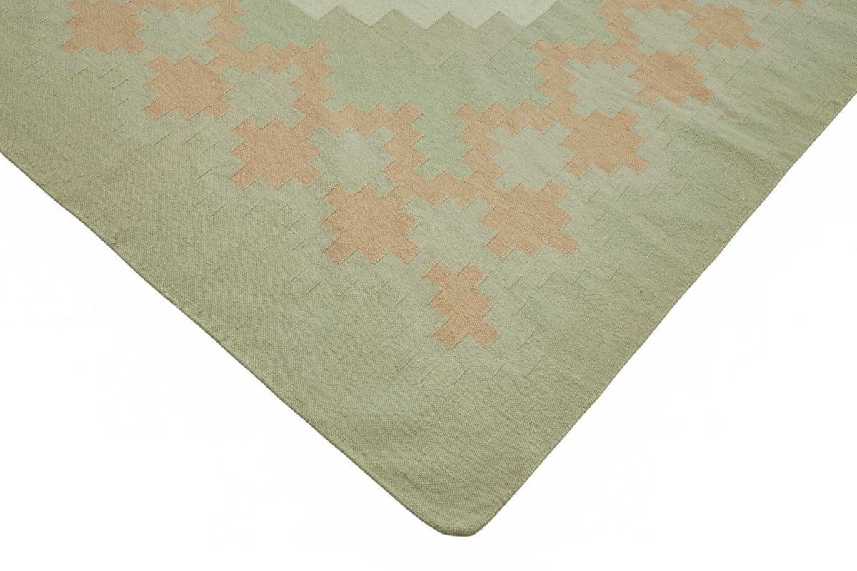 Krovix Geometrik Kilim Bej ve Pembe Baklava Desenli Düz Dokuma 303x411 cm – detay görünümü